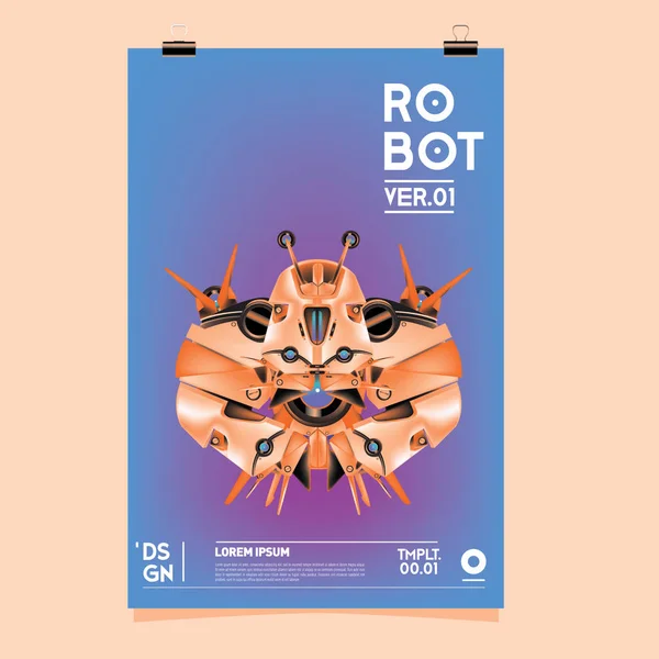Εικονογράφηση Διάνυσμα Ρεαλιστική Ρομπότ Ρομπότ Και Παιχνιδιών Σχεδίαση Προτύπου Αφισσα — Διανυσματικό Αρχείο