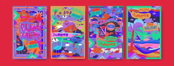Sommerillustration Für Plakat Cover Und Werbung Illustration Retro Und Vintage — Stockvektor