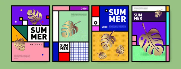 Sommer Bunte Plakatdesign Vorlage Reihe Von Sommerschlussverkauf Hintergrund Und Illustration — Stockvektor