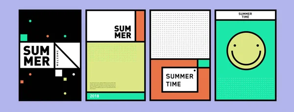 Sommer Bunte Plakatdesign Vorlage Reihe Von Sommerschlussverkauf Hintergrund Und Illustration — Stockvektor