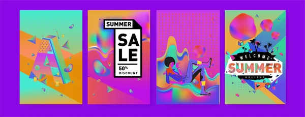 Vektor Sommerschlussverkauf Plakat Und Hintergrund Reihe Von Mode Sommer Banner — Stockvektor