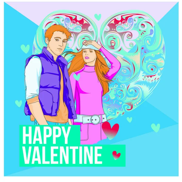 Vektör Erkek Kadın Mutlu Aile Çift Aşık Poster Sevgililer Günü Telifsiz Stok Illüstrasyonlar