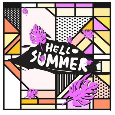 Vektör renkli yaz afiş. Yaz Festivali için resimde arka plan şablonu.