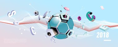 Futbol ve futbol dijital web afiş ve poster. Tasarım şablonu ve haber ve spor için arka plan.