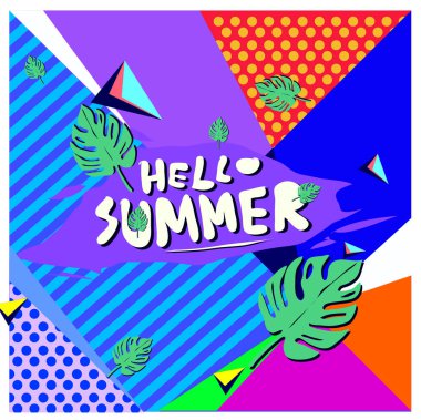 Vektör renkli yaz afiş. Yaz Festivali için illüstrasyon tropikal arka plan.