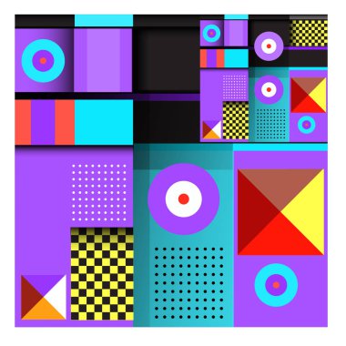 Modaya uygun curvy geometrik memphis öğeleri renkli bir tasarım. Retro 90s doku, desen ve öğeleri tarzı. Modern soyut kültür arka plan tasarımı ve kapak şablonu.