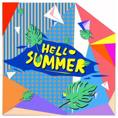 Vektör renkli yaz afiş. Yaz Festivali için illüstrasyon tropikal arka plan.