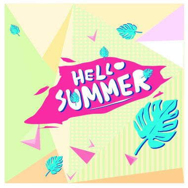 Soyut geometrik yaz poster ve başlık sayfası. Moda ve seyahat indirim ve promosyon ile retro tarzı tasarım. Özel tatil teklif ile vektör çizim.