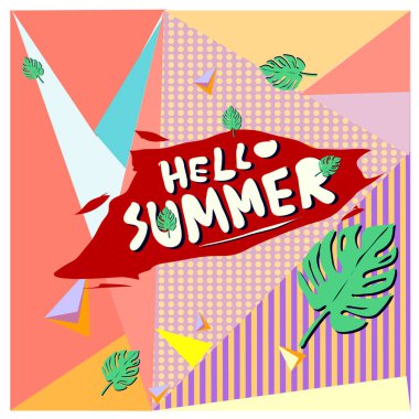 Vektör renkli yaz afiş. Yaz Festivali için illüstrasyon tropikal arka plan.