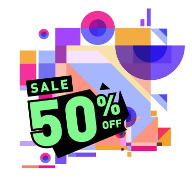 Yaz satış memphis tarzı web afiş. Moda ve seyahat poster indirim. Vektör tatil soyut renkli resimde kampanya ve promosyon.