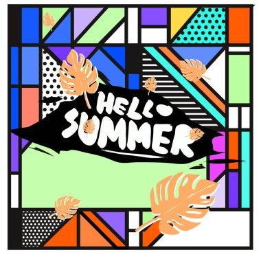 Vektör renkli yaz afiş. Yaz Festivali için resimde arka plan şablonu.