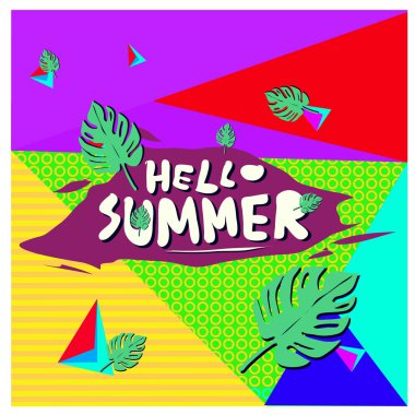 Vektör renkli yaz afiş. Yaz Festivali için illüstrasyon tropikal arka plan.