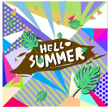 Vektör renkli yaz afiş. Yaz Festivali için illüstrasyon tropikal arka plan.