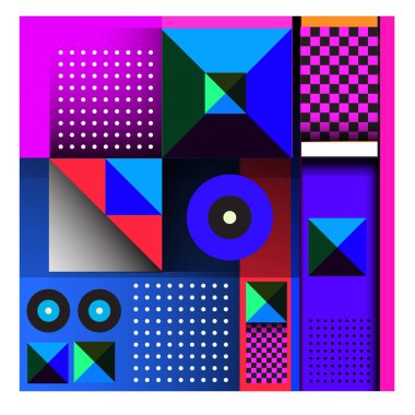 Modaya uygun curvy geometrik memphis öğeleri renkli bir tasarım. Retro 90s doku, desen ve öğeleri tarzı. Modern soyut kültür arka plan tasarımı ve kapak şablonu.