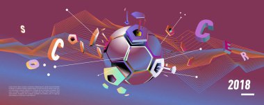 Futbol ve futbol dijital web afiş ve poster. Tasarım şablonu ve haber ve spor için arka plan.