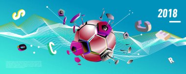 Futbol ve futbol dijital web afiş ve poster. Tasarım şablonu ve haber ve spor için arka plan.