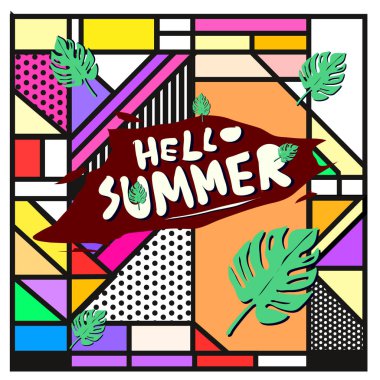 Vektör renkli yaz afiş. Yaz Festivali için resimde arka plan şablonu.