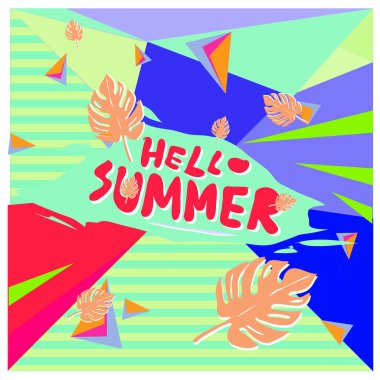 Soyut geometrik yaz poster ve başlık sayfası. Moda ve seyahat indirim ve promosyon ile retro tarzı tasarım. Özel tatil teklif ile vektör çizim.