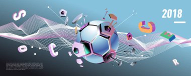 Futbol ve futbol dijital web afiş ve poster. Tasarım şablonu ve haber ve spor için arka plan.