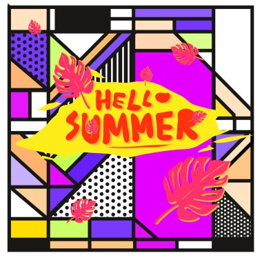 Vektör renkli yaz afiş. Yaz Festivali için resimde arka plan şablonu.