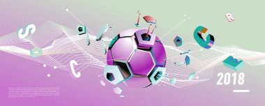 Futbol ve futbol dijital web afiş ve poster. Tasarım şablonu ve haber ve spor için arka plan.