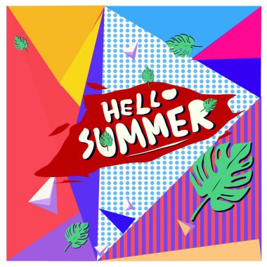 Vektör renkli yaz afiş. Yaz Festivali için illüstrasyon tropikal arka plan.