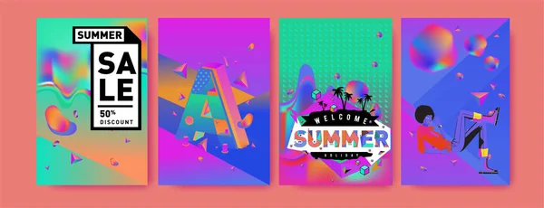 Vektor Sommerschlussverkauf Plakat Und Hintergrund Reihe Von Mode Sommer Banner — Stockvektor