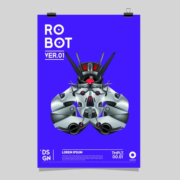Ilustração Robô Realista Vetorial Modelo Cartaz Festival Design Robôs Brinquedos — Vetor de Stock