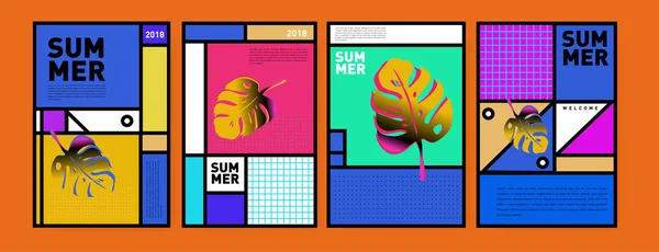 Sommer Bunte Plakatdesign Vorlage Reihe Von Sommerschlussverkauf Hintergrund Und Illustration — Stockvektor