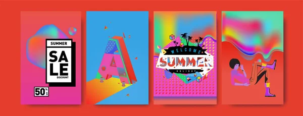 Vektor Sommerschlussverkauf Plakat Und Hintergrund Reihe Von Mode Sommer Banner — Stockvektor