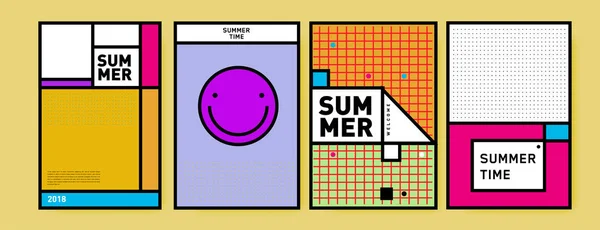 Sommer Bunte Plakatdesign Vorlage Reihe Von Sommerschlussverkauf Hintergrund Und Illustration — Stockvektor