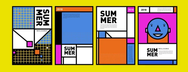 Літній Барвистий Шаблон Дизайну Плакатів Набір Літнього Продажу Фону Ілюстрації — стоковий вектор