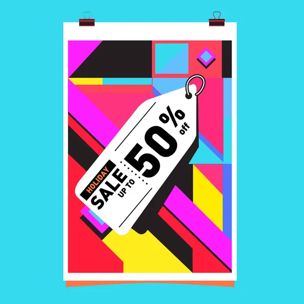 Торговая Марка Стиле Мемфиса Плакат Скидкой Моды Путешествий Абстрактная Красочная — стоковый вектор
