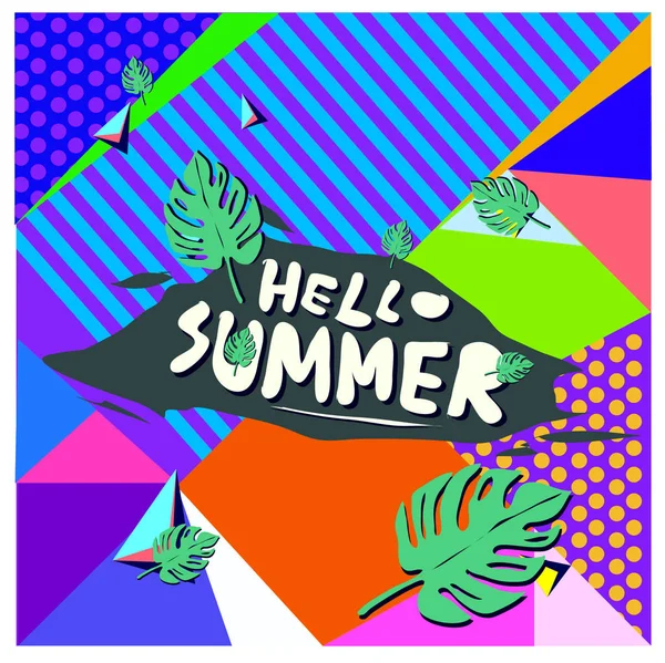 Vector Kleurrijke Zomer Banner Tropische Achtergrond Afbeelding Voor Zomerfestival — Stockvector