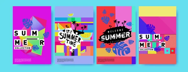 Sommer Bunte Plakatdesign Vorlage Reihe Von Sommerschlussverkauf Hintergrund Und Illustration — Stockvektor