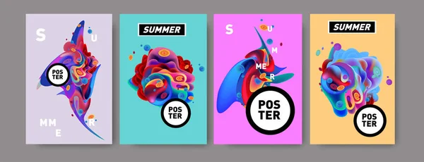 Πρότυπο Σχεδίασης Αφίσα Πολύχρωμο Καλοκαίρι Υγρών Και Των Υγρών Φόντο — Διανυσματικό Αρχείο