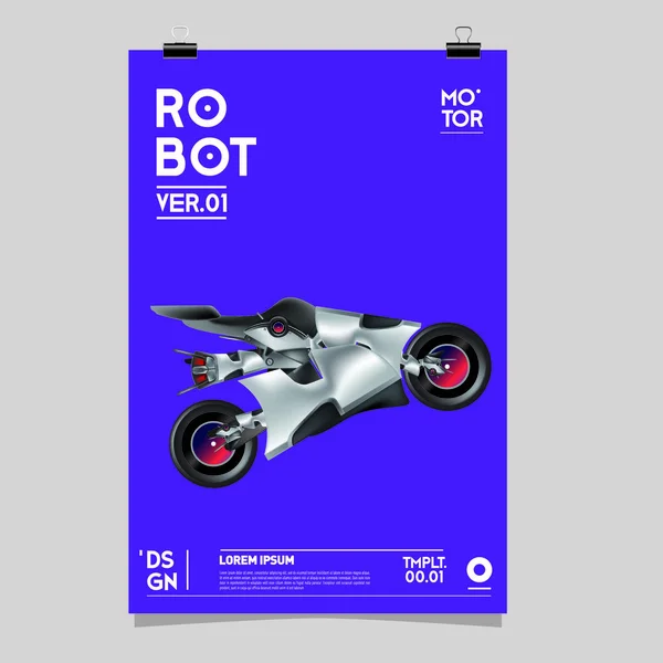 Vector Realistic Robot Illustration Plantilla Póster Del Festival Diseño Robots — Vector de stock