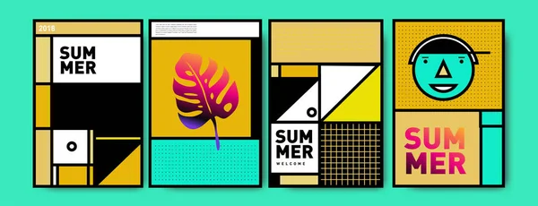 Sommer Bunte Plakatdesign Vorlage Reihe Von Sommerschlussverkauf Hintergrund Und Illustration — Stockvektor