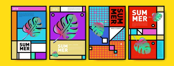 Sommer Bunte Plakatdesign Vorlage Reihe Von Sommerschlussverkauf Hintergrund Und Illustration — Stockvektor