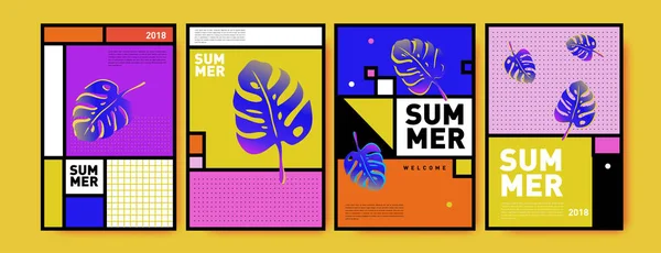 Sommer Bunte Plakatdesign Vorlage Reihe Von Sommerschlussverkauf Hintergrund Und Illustration — Stockvektor