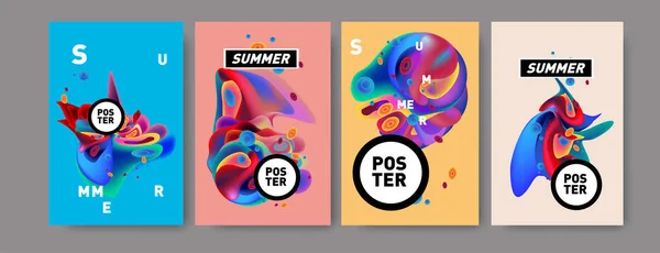 Πρότυπο Σχεδίασης Αφίσα Πολύχρωμο Καλοκαίρι Υγρών Και Των Υγρών Φόντο — Διανυσματικό Αρχείο