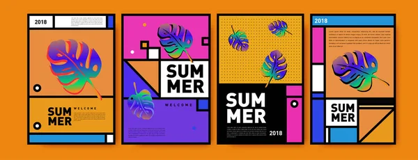 Plantilla Diseño Cartel Colorido Verano Conjunto Fondo Venta Verano Ilustración — Archivo Imágenes Vectoriales