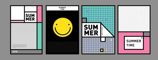 Sommer Bunte Plakatdesign Vorlage Reihe Von Sommerschlussverkauf Hintergrund Und Illustration — Stockvektor