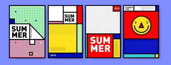 Plantilla Diseño Cartel Colorido Verano Conjunto Fondo Venta Verano Ilustración — Archivo Imágenes Vectoriales