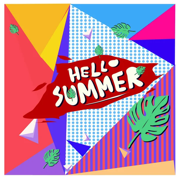 Vektör renkli yaz afiş. Yaz Festivali için illüstrasyon tropikal arka plan.