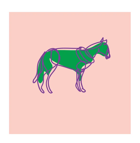 Cavalo Ilustração Linha Arte Desenho Para Logotipo — Vetor de Stock