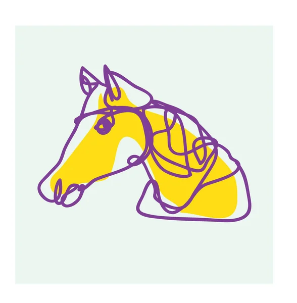 Cavalo Ilustração Linha Arte Desenho Para Logotipo — Vetor de Stock