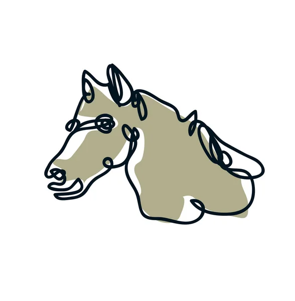 Dibujo Arte Línea Ilustración Caballo Para Logo — Vector de stock