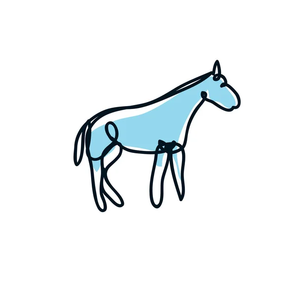 Cavalo Ilustração Linha Arte Desenho Para Logotipo — Vetor de Stock