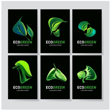 Yeşil yaprak eko sembolü seti, vektör illüstrasyonu